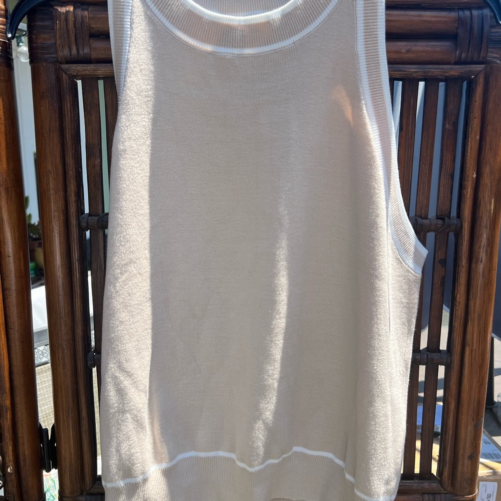 Cream Sleeveless Tank Top with Relaxed Fit
